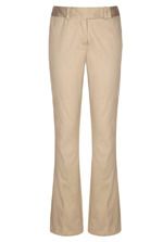 Cotton Sateen Boot Cut Trousers - length: standard; pocket detail: small back pockets, pockets at the sides; waist detail: wide waistband/cummerbund; waist: mid/regular rise; predominant colour: champagne; occasions: casual, evening, work; fibres: cotton - stretch; fit: bootcut; style: standard