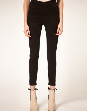 High Waist Ankle Grazer 'Pag' Jeans - style: skinny leg; pattern: plain; waist: high rise; pocket detail: traditional 5 pocket; predominant colour: black; occasions: casual; length: ankle length; fibres: cotton - stretch; material texture: denim; texture group: denim; pattern type: fabric; pattern size: standard