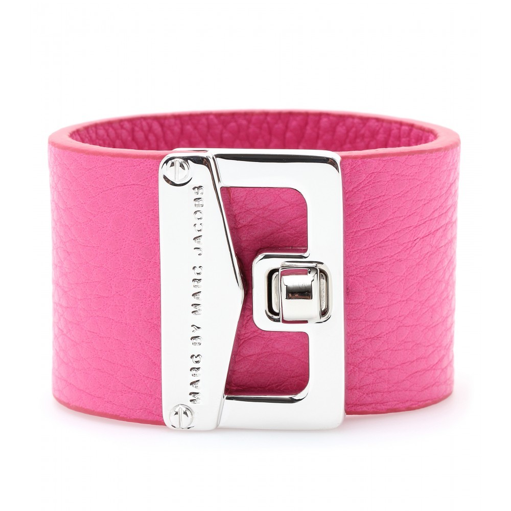 Mini Bianca Leather Armband - predominant colour: hot pink; style: cuff; size: standard; material: leather