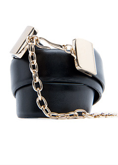 Belt Timan T C - predominant colour: black; style: chainlink; size: standard; worn on: waist; material: leather; pattern: plain