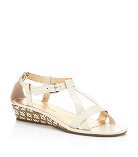 Aztec Leather Sandal - predominant colour: ivory; material: leather; heel height: mid; ankle detail: ankle strap; heel: wedge; toe: open toe/peeptoe; style: standard