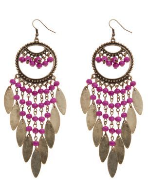 Beaded Chandelier Earrings - predominant colour: multicoloured; style: chandelier; length: long; size: large/oversized; material: beaded; fastening: pierced; embellishment: beading