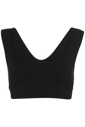 V Neck Bralet - neckline: v-neck; pattern: plain; length: cropped; predominant colour: black; occasions: casual; style: top; fibres: cotton - stretch; material texture: jersey; fit: tight; sleeve length: long sleeve; sleeve style: standard; pattern type: fabric; pattern size: standard; texture group: jersey - stretchy/drapey