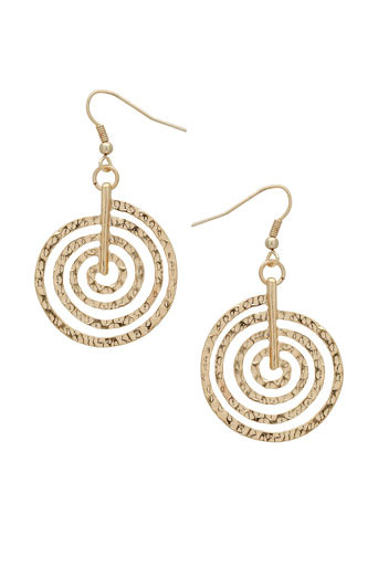 Gold Swirl Drop Earrings - predominant colour: gold; style: drop; length: short; size: standard; material: chain/metal; fastening: pierced