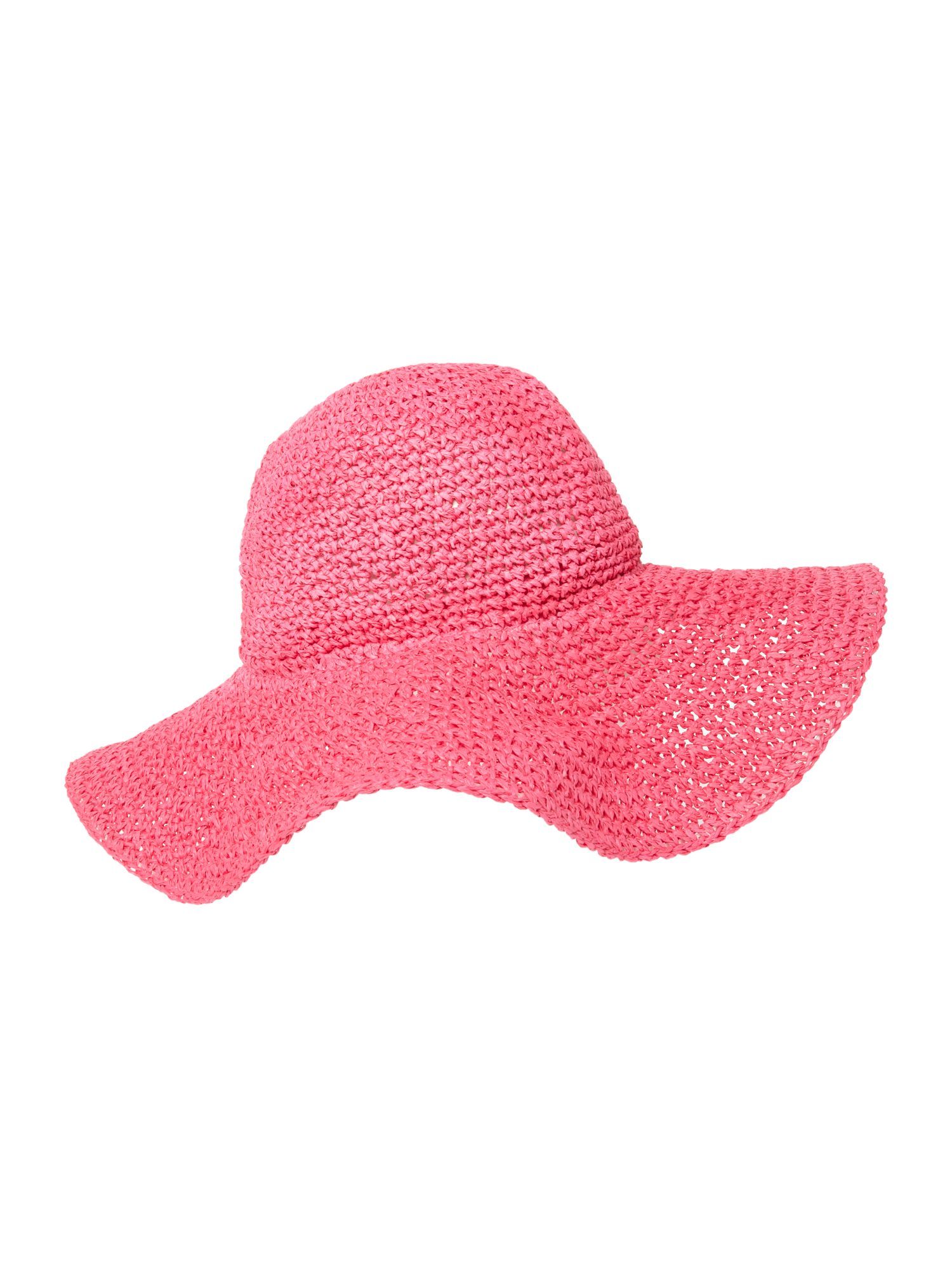 Felicity Floppy Hat, Pink - predominant colour: pink; type of pattern: standard; style: sunhat; size: standard; material: macrame/raffia/straw