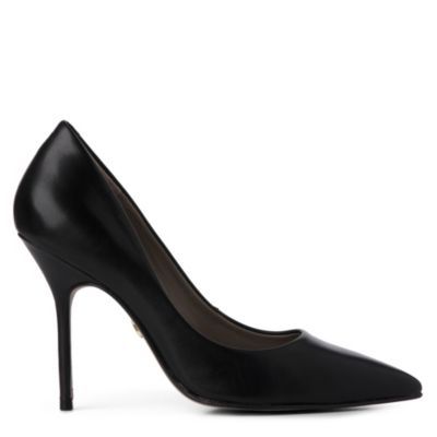 Elsie Courts - predominant colour: black; material: leather; heel height: high; heel: stiletto; toe: pointed toe; style: courts