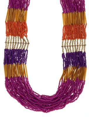 Chunky Drape Bead Necklace - predominant colour: multicoloured; style: multistrand; length: short; size: standard; material: beaded; embellishment: beading