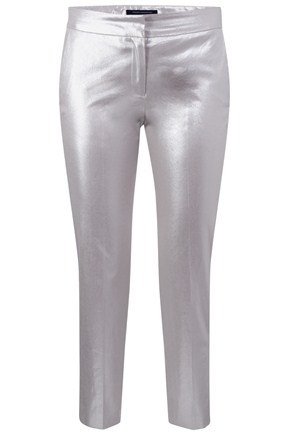 Sparkle Babs Trouser - length: standard; pocket detail: small back pockets, pockets at the sides; waist: mid/regular rise; predominant colour: silver; occasions: casual, evening, occasion; fibres: cotton - stretch; material texture: metallic; trends: sports luxe; fit: straight leg; style: standard