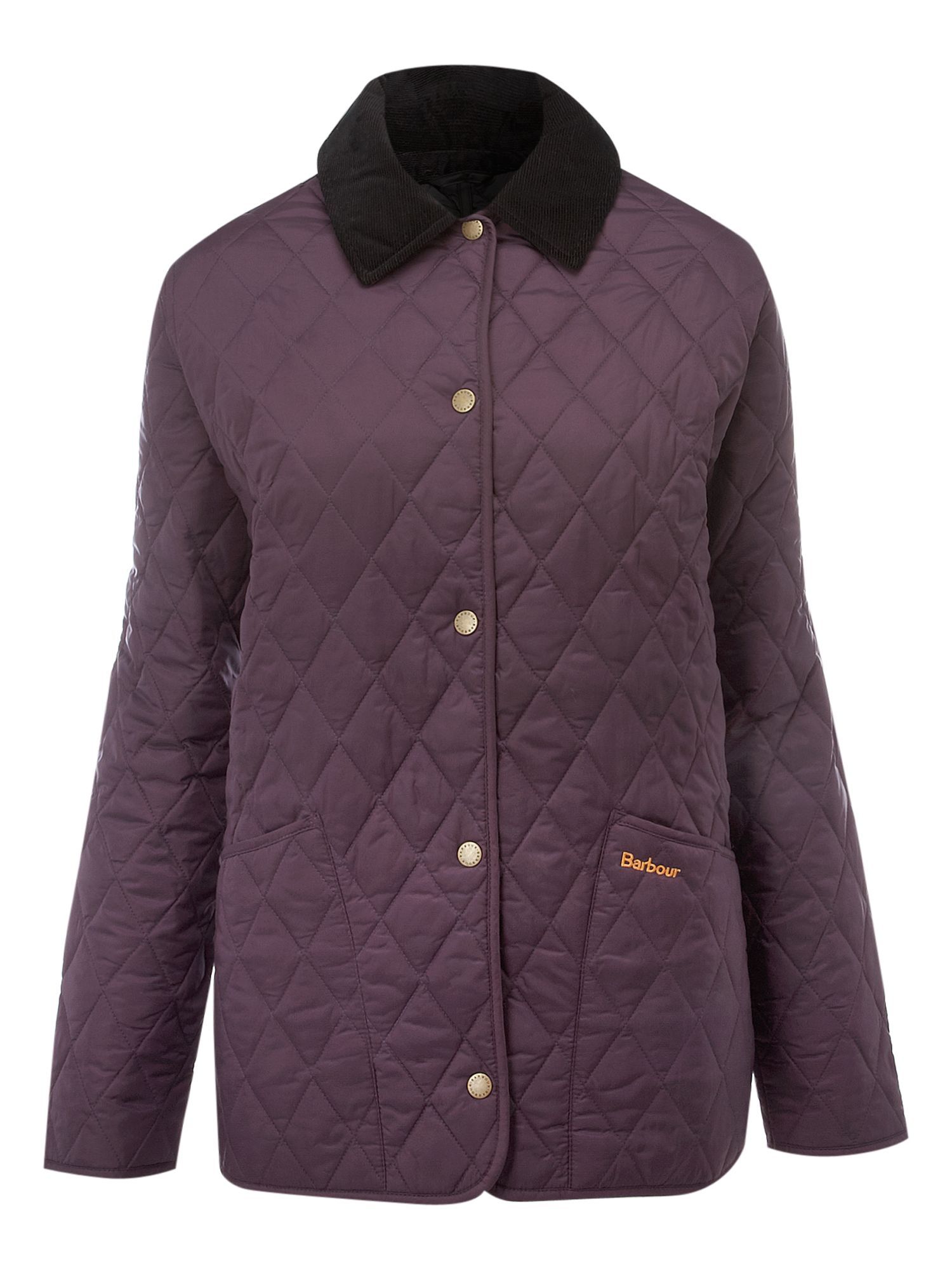 Shaped Liddesdale Quilted Jacket, Purple - pattern: plain; length: standard; collar: round collar/collarless; style: quilted; hip detail: front pockets at hip; fit: slim fit; predominant colour: aubergine; occasions: casual; fibres: viscose/rayon - 100%; sleeve length: long sleeve; sleeve style: standard