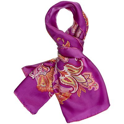 Phylicia Floral Scarf, Purple - predominant colour: purple; type of pattern: heavy; style: square; size: standard; material: silk; pattern: florals