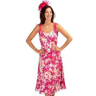 Confetti Leaf Devore Dress - style: a-line; length: below the knee; pattern: floral - busy, print, florals, patterned/print; sleeve style: sleeveless; waist detail: fitted waist; fit: soft a-line; neckline: scoop; fibres: polyester/polyamide - 100%; material texture: chiffon; occasions: occasion; hip detail: soft pleats at hip/draping at hip/flared at hip; predominant colour: multicoloured; trends: prints; sleeve length: sleeveless; texture group: sheer fabrics/chiffon/organza etc.; pattern type: fabric; pattern size: small & busy