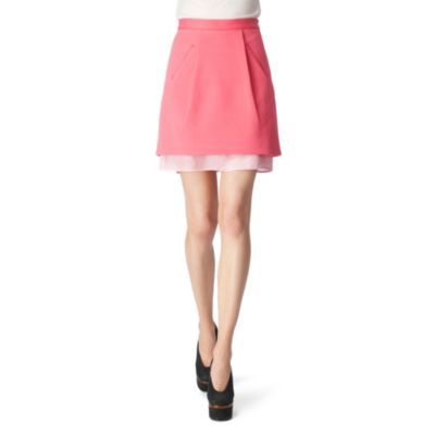 Hayworth Skirt - length: mid thigh; pattern: plain, two-tone; fit: tailored/fitted; waist detail: fitted waist, narrow waistband; hip detail: side pockets at hip, front pockets at hip, fitted at hip, ruching/gathering at hip, sculpting darts/pleats/seams at hip; waist: mid/regular rise; predominant colour: pink; occasions: casual, evening, work; style: a-line; fibres: cotton - mix; material texture: jersey; trends: pastels, brights; pattern type: fabric; pattern size: standard; texture group: jersey - stretchy/drapey