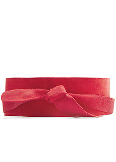 Belt Nob6 C - predominant colour: coral; style: cummerbund; size: wide; worn on: waist; material: suede; pattern: plain