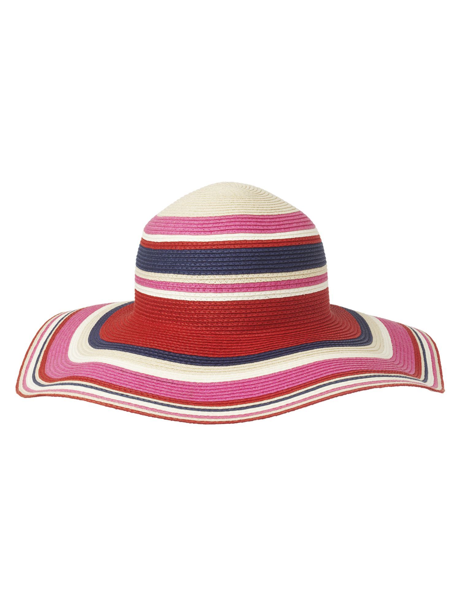 Multi Stripe Hat, Multi Coloured - predominant colour: multicoloured; type of pattern: standard; style: sunhat; size: large; material: macrame/raffia/straw; pattern: striped