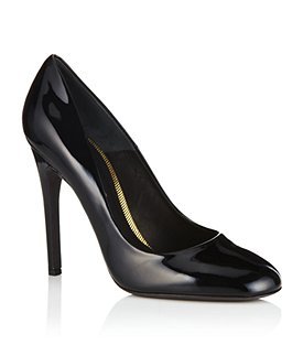 Eden Patent Pump - predominant colour: black; material: patent; heel height: high; heel: stiletto; toe: round toe; style: courts; finish: patent