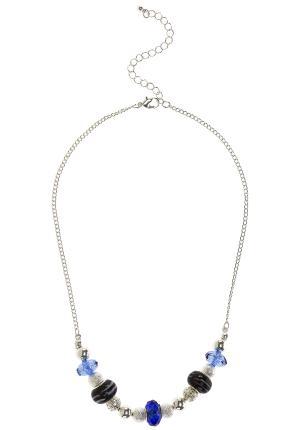 Stripe And Facetted Bead Necklace - predominant colour: silver; style: standard; length: mid; size: standard; material: chain/metal
