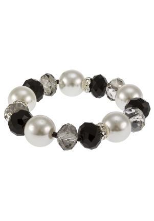 Pearl And Stretch Bracelet - predominant colour: black; style: bangle; size: standard; material: plastic/rubber