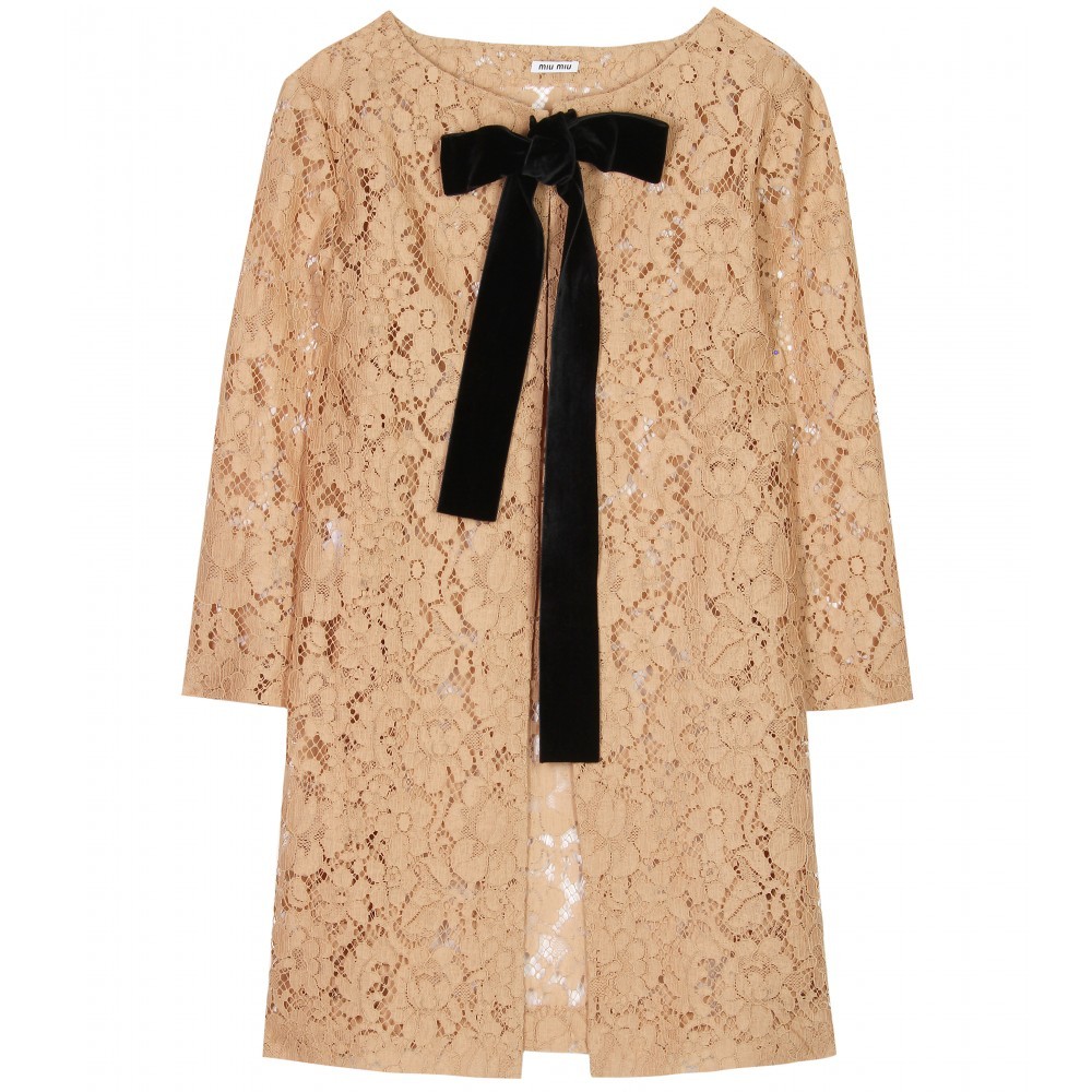 Chantilly Lace Coat - pattern: plain, lace; bust detail: added detail/embellishment at bust, contrast pattern/fabric/detail at bust; collar: round collar/collarless; fit: loose; style: single breasted; length: mid thigh; predominant colour: camel; occasions: evening, occasion; fibres: cotton - mix; material texture: lace; trends: pastels; sleeve length: long sleeve; sleeve style: standard; texture group: lace; collar break: high; pattern type: fabric; pattern size: standard