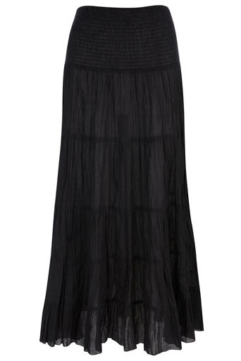 Black 2 Way Skirt Dress - pattern: plain; length: ankle length; fit: body skimming; hip detail: fitted at hip, ruching/gathering at hip; waist: mid/regular rise; predominant colour: black; occasions: casual, evening; style: maxi skirt; fibres: cotton - 100%; material texture: chiffon; texture group: sheer fabrics/chiffon/organza etc.; pattern type: fabric; pattern size: standard