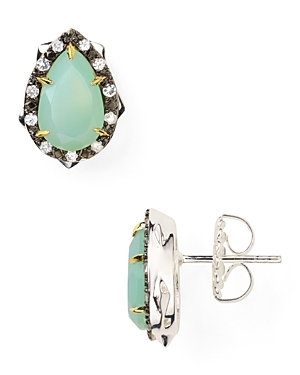 Aqua Chalcedony Thorn Stud Earrings - predominant colour: pistachio; style: stud; length: short; size: small; material: precious stones; fastening: pierced; embellishment: jewels
