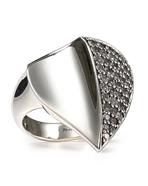 Sterling Silver White Sapphire Large Thorn Ring - predominant colour: silver; style: precious; size: standard; material: precious stones; embellishment: jewels