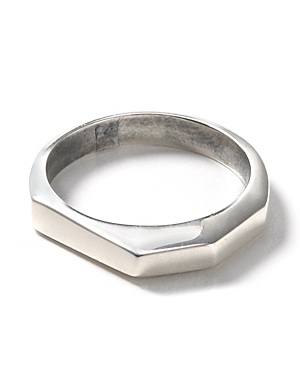 Silver Faceted Stacking Ring - predominant colour: silver; style: cocktail; size: standard; material: chain/metal