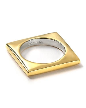 Gold Square Stacking Ring - predominant colour: gold; style: cocktail; size: standard; material: chain/metal