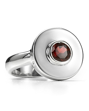 Silver Garnet Spiral Ring - predominant colour: silver; style: precious; size: large/oversized; material: precious stones; embellishment: jewels