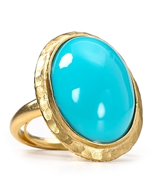 Turquoise Dome Ring - predominant colour: turquoise; style: cocktail; size: large/oversized; material: precious stones; embellishment: jewels