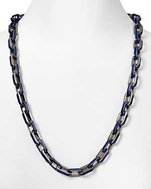 Mini Links Necklace - predominant colour: navy; style: standard; length: long; size: large/oversized; material: chain/metal