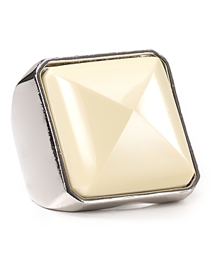 Sportif Stud Ring - predominant colour: ivory; style: cocktail; size: large/oversized; material: chain/metal