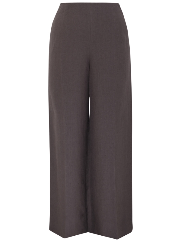 Summer Tailored Trousers, Light Chocolate - length: standard; waist: mid/regular rise; predominant colour: chocolate brown; occasions: casual, work; fibres: linen - 100%; material texture: satin; texture group: structured shiny - satin/tafetta/silk etc.; fit: wide leg; style: standard