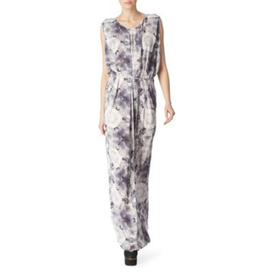 Mamay Maxi Dress - neckline: round neck; sleeve style: sleeveless; style: maxi dress; pattern: print, patterned/print; waist detail: belted waist/tie at waist/drawstring; occasions: casual, occasion; length: floor length; fit: body skimming; fibres: polyester/polyamide - 100%; material texture: chiffon; back detail: keyhole/peephole detail at back; predominant colour: multicoloured; trends: prints; sleeve length: sleeveless; texture group: sheer fabrics/chiffon/organza etc.; pattern type: fabric; pattern size: standard
