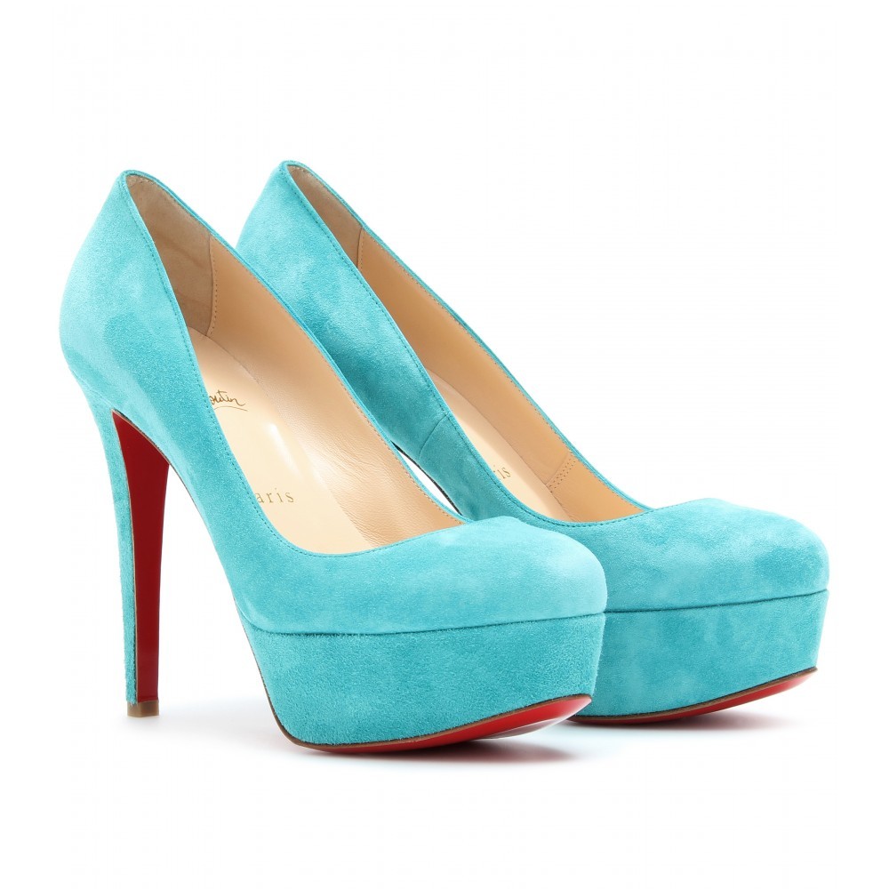 Bianca 120 Platform Pumps - predominant colour: turquoise; material: suede; heel height: high; heel: platform; toe: round toe; style: courts