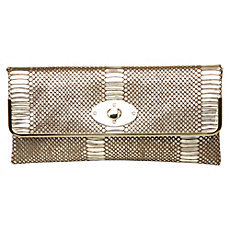 Blopez  Metallic Snake Print Clutch Bag - predominant colour: gold; type of pattern: light; style: clutch; length: hand carry; size: standard; material: leather
