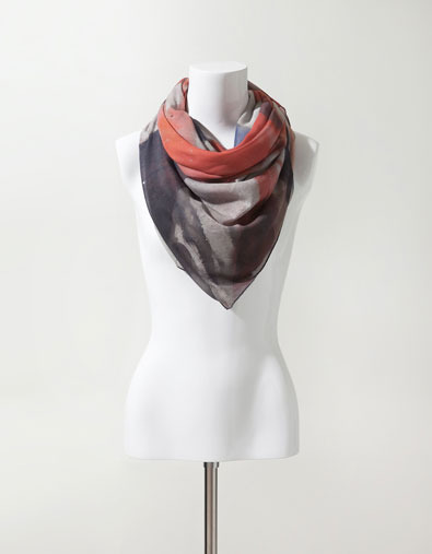 Flag Print Scarf - predominant colour: charcoal; type of pattern: standard; style: square; size: large; material: fabric; pattern: abstract, picture design, patterned/print