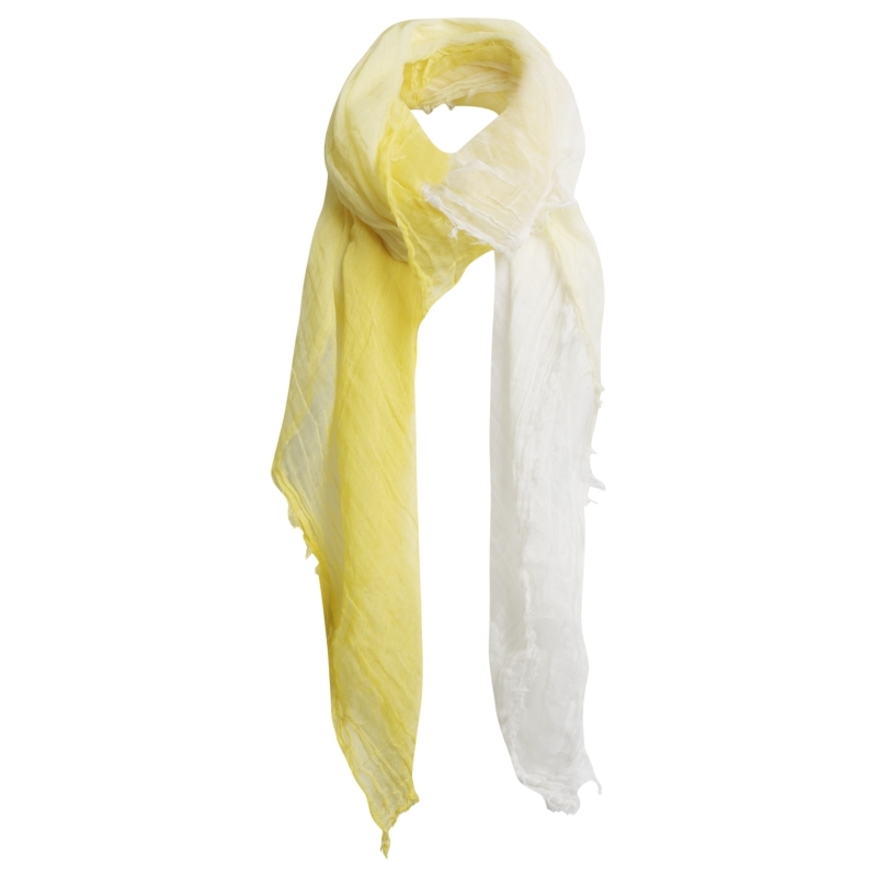 Florance Ombre Cotton Scarf, Lemon - predominant colour: primrose yellow; type of pattern: standard; style: skinny; size: standard; material: fabric; pattern: two-tone
