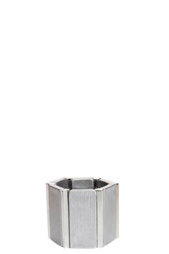 Valerie Chunky Stretch Geometric Bangle - predominant colour: silver; style: bangle; size: large/oversized; material: plastic/rubber