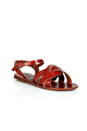 Terracotta Electra Flat Sandals - predominant colour: terracotta; material: leather; heel height: flat; ankle detail: ankle strap; heel: standard; toe: open toe/peeptoe; style: standard