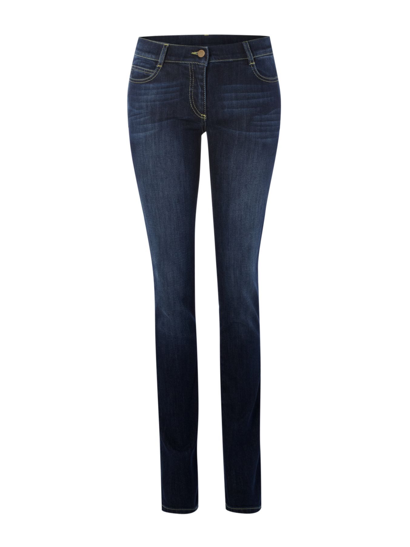 Women's The High Waist Skinny Jean, Denim Indigo - length: standard; pattern: plain; pocket detail: traditional 5 pocket; style: slim leg; waist: mid/regular rise; predominant colour: navy; occasions: casual; fibres: cotton - mix; material texture: denim; jeans detail: whiskering, shading down centre of thigh; texture group: denim; pattern type: fabric; pattern size: standard