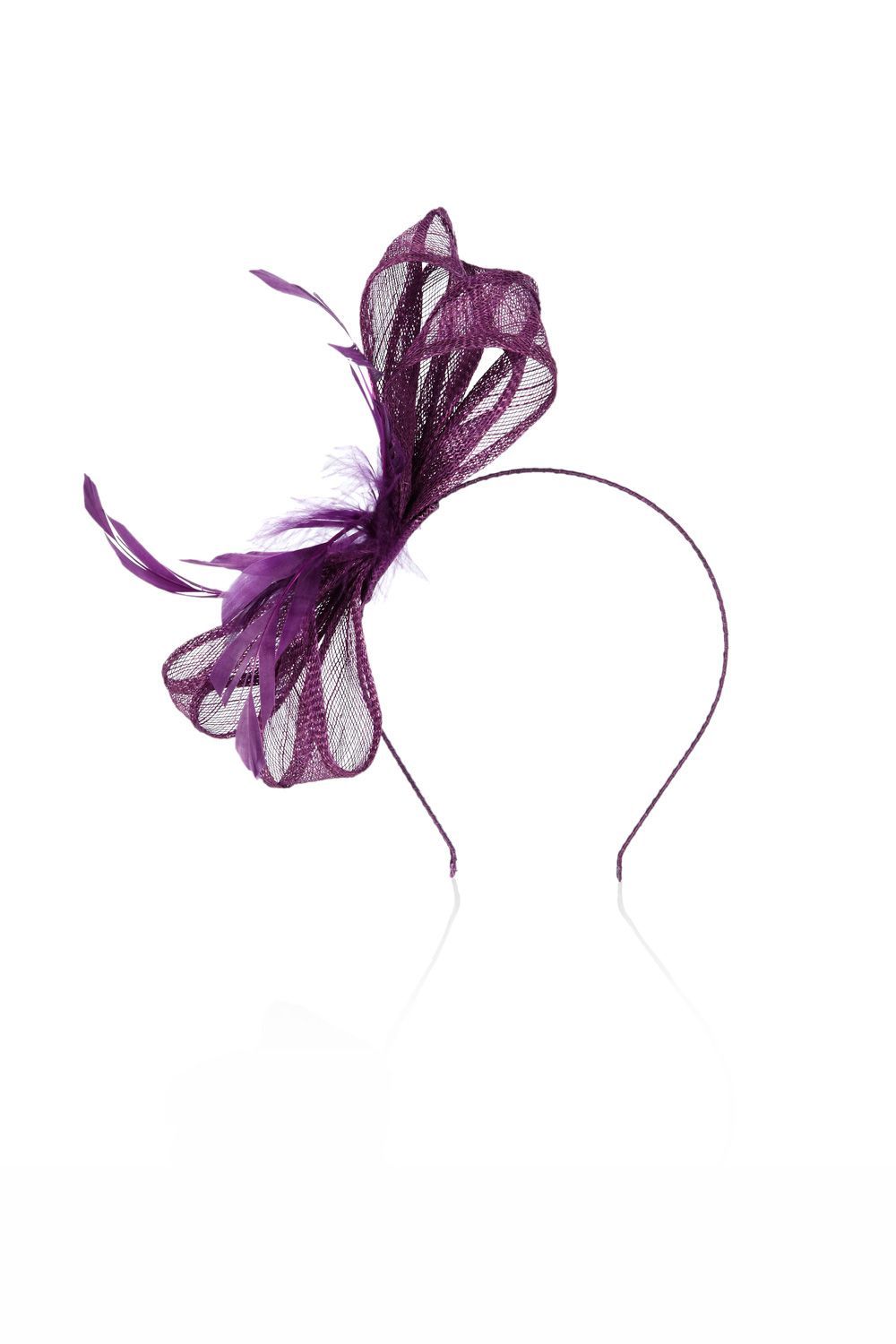 Susie Fascinator, Purple - predominant colour: aubergine; style: fascinator; size: standard; material: fabric; embellishment: feather