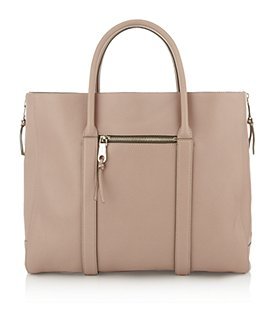 Madeleine Leather Tote - predominant colour: nude; style: tote; length: handle; size: oversized; material: leather; pattern: plain