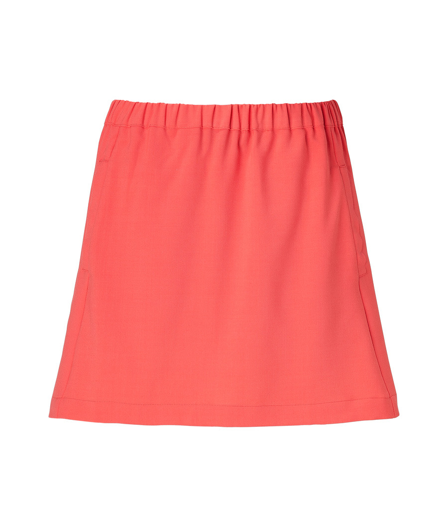 Red Skirt With Pockets - length: mini; pattern: plain; fit: body skimming; waist detail: elasticated waist, fitted waist; waist: high rise; hip detail: fitted at hip; predominant colour: coral; occasions: casual, evening; style: a-line; fibres: polyester/polyamide - mix; material texture: jersey; trends: brights; pattern type: fabric; pattern size: standard; texture group: jersey - stretchy/drapey