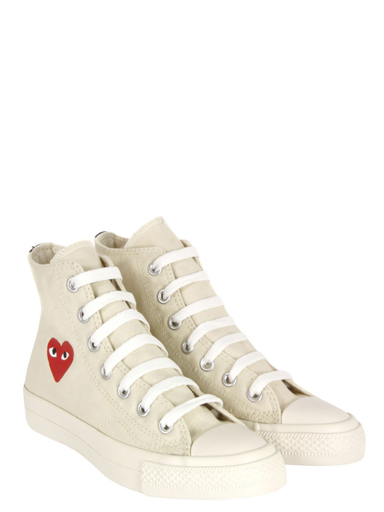 Az K102 High Top Off White Trainers - predominant colour: ivory; material: fabric; heel height: flat; toe: round toe; style: trainers