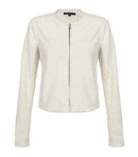 Yelda Leather Jacket - pattern: plain; fit: slim fit; style: bomber; predominant colour: white; occasions: casual; length: standard; fibres: leather - 100%; material texture: silky; trends: white; sleeve length: long sleeve; sleeve style: standard; texture group: silky - light; pattern type: fabric; pattern size: standard