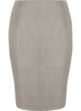 Natural Sharkskin Skirt - pattern: plain; style: pencil; fit: tailored/fitted; waist: mid/regular rise; predominant colour: mid grey; occasions: work; length: on the knee; fibres: wool - 100%; material texture: jersey; pattern type: fabric; pattern size: standard; texture group: jersey - stretchy/drapey