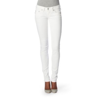 Stella Skinny Jeans - style: skinny leg; length: standard; pattern: plain; waist: low rise; pocket detail: traditional 5 pocket; predominant colour: white; occasions: casual; fibres: cotton - stretch; material texture: denim; trends: white; texture group: denim; pattern type: fabric; pattern size: standard