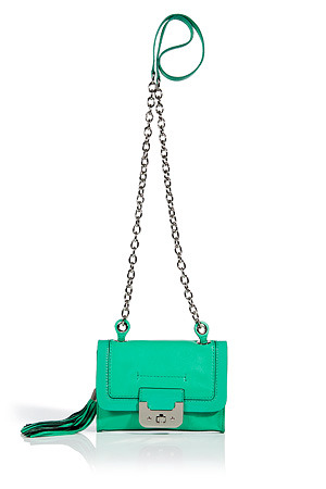 Jade Mini Harper Bag With Chain Strap - predominant colour: mint green; style: shoulder; length: across body/long; size: mini; material: leather; embellishment: tassels; pattern: plain
