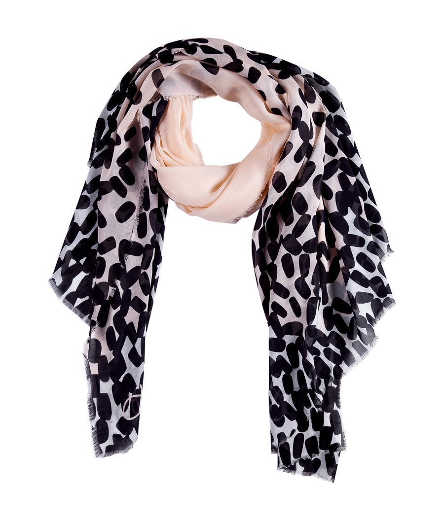 Nude Droplets Campbell 40/70 Scarf - predominant colour: black; type of pattern: heavy; style: skinny; size: standard; material: fabric; pattern: abstract, animal print, graphic print, patterned/print