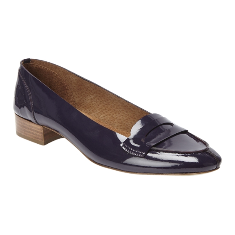 Beechwood Patent Loafers, Ink - predominant colour: navy; material: patent; heel height: flat; toe: pointed toe; style: loafers; finish: patent